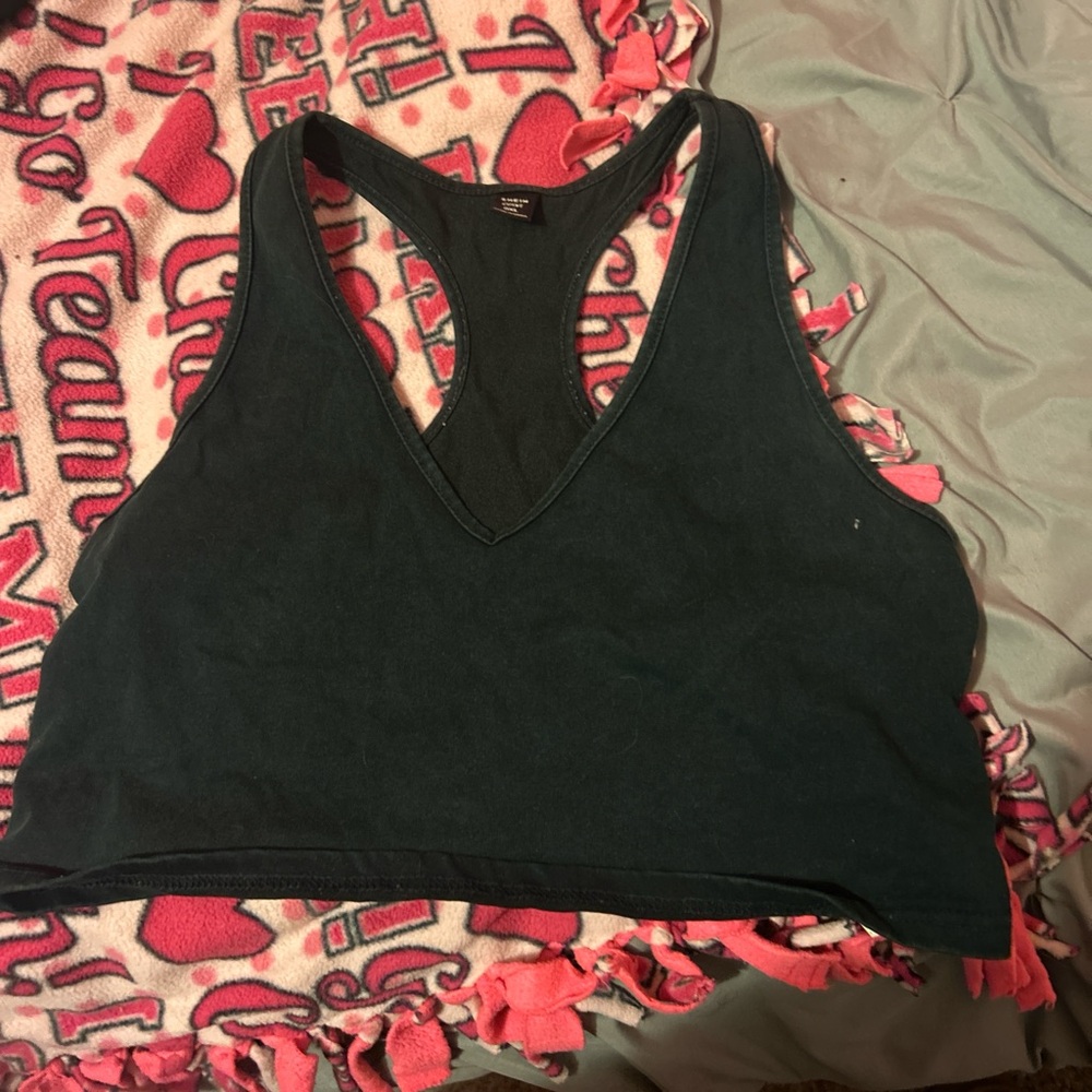 SHEIN Dark Green Sleeveless Crop Top